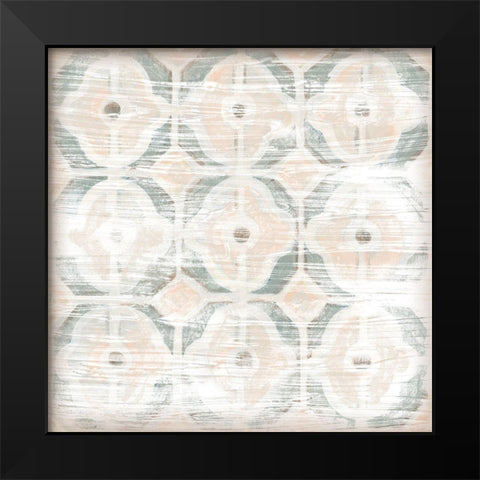 Vintage Blush Tile II Black Modern Wood Framed Art Print by Vess, June Erica