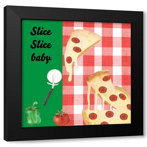 Pizza my Heart III Black Modern Wood Framed Art Print with Double Matting by Longley, Alicia