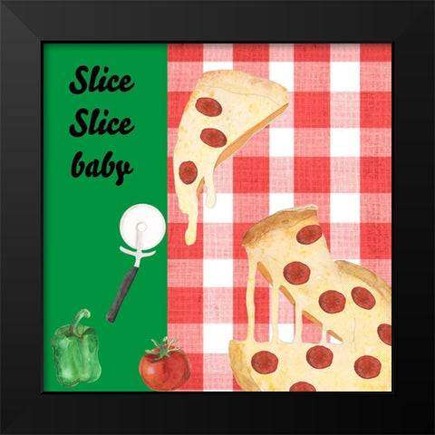 Pizza my Heart III Black Modern Wood Framed Art Print by Longley, Alicia