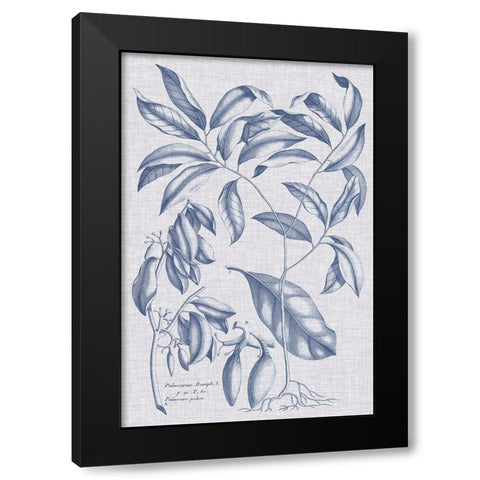 Navy And Linen Botanical I Black Modern Wood Framed Art Print with Double Matting by Vision Studio