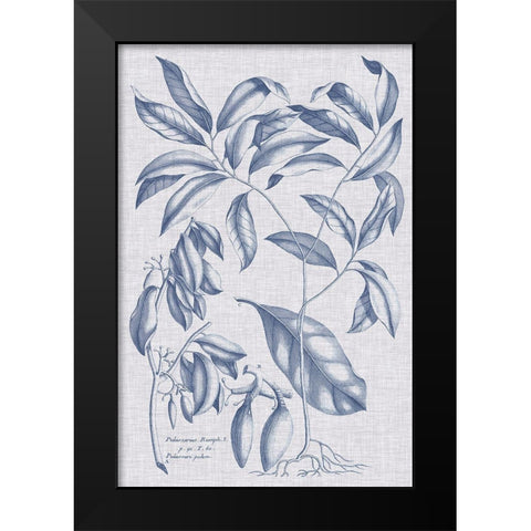 Navy And Linen Botanical I Black Modern Wood Framed Art Print by Vision Studio