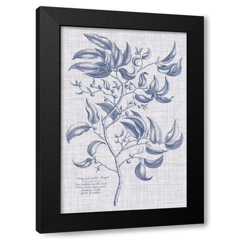 Navy And Linen Botanical III Black Modern Wood Framed Art Print with Double Matting by Vision Studio