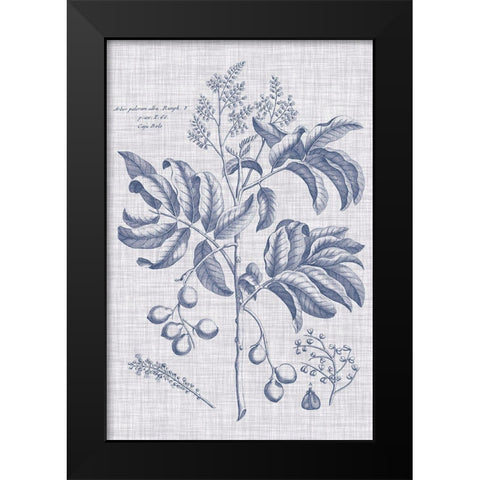 Navy And Linen Botanical IV Black Modern Wood Framed Art Print by Vision Studio
