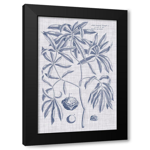 Navy And Linen Botanical V Black Modern Wood Framed Art Print with Double Matting by Vision Studio