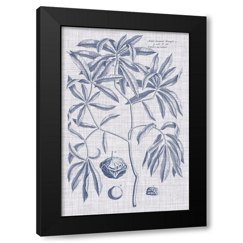 Navy And Linen Botanical V Black Modern Wood Framed Art Print by Vision Studio