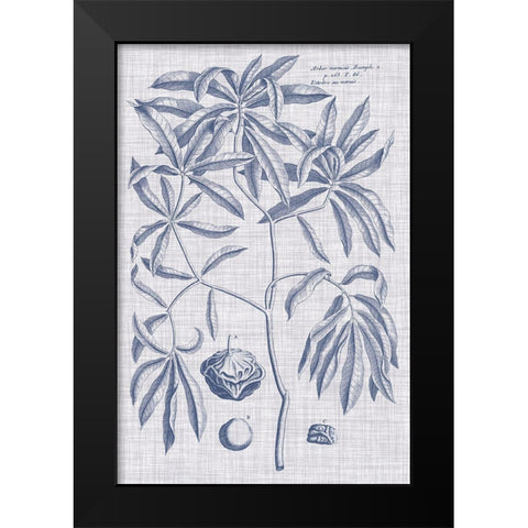 Navy And Linen Botanical V Black Modern Wood Framed Art Print by Vision Studio