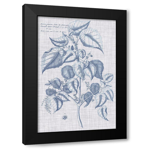 Navy And Linen Botanical VI Black Modern Wood Framed Art Print with Double Matting by Vision Studio