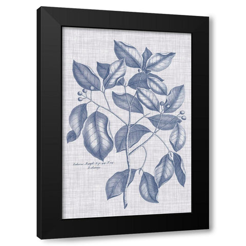 Navy And Linen Botanical VII Black Modern Wood Framed Art Print with Double Matting by Vision Studio