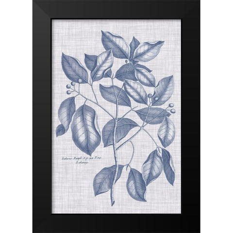 Navy And Linen Botanical VII Black Modern Wood Framed Art Print by Vision Studio