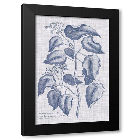 Navy And Linen Botanical VIII Black Modern Wood Framed Art Print with Double Matting by Vision Studio