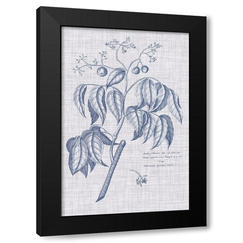 Navy And Linen Botanical IX Black Modern Wood Framed Art Print with Double Matting by Vision Studio