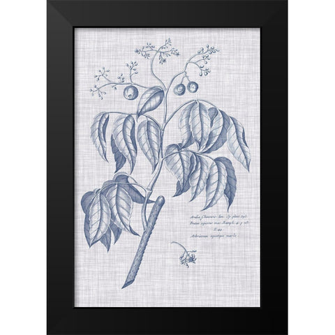 Navy And Linen Botanical IX Black Modern Wood Framed Art Print by Vision Studio