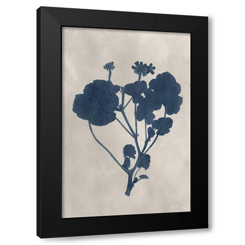 Navy Pressed Flowers II Black Modern Wood Framed Art Print with Double Matting by Vision Studio