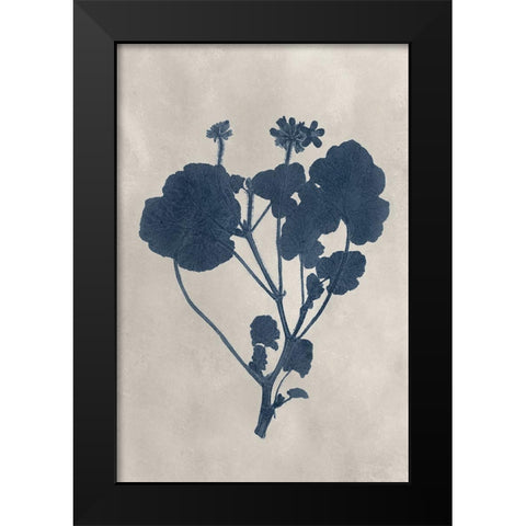 Navy Pressed Flowers II Black Modern Wood Framed Art Print by Vision Studio