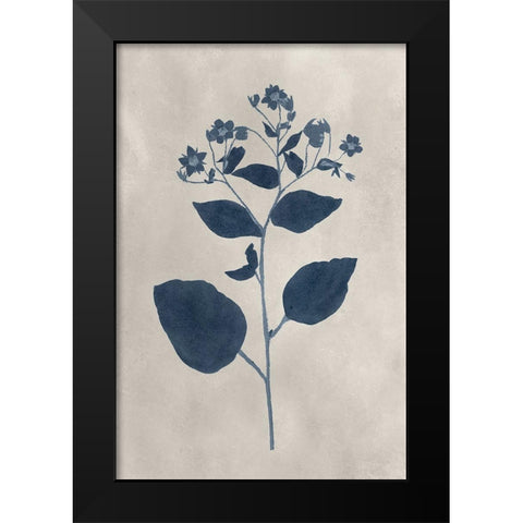 Navy Pressed Flowers III Black Modern Wood Framed Art Print by Vision Studio