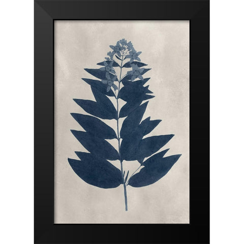 Navy Pressed Flowers IV Black Modern Wood Framed Art Print by Vision Studio