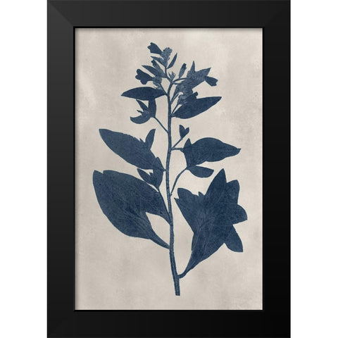 Navy Pressed Flowers VI Black Modern Wood Framed Art Print by Vision Studio