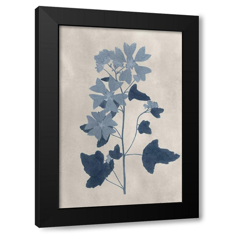 Navy Pressed Flowers VII Black Modern Wood Framed Art Print with Double Matting by Vision Studio