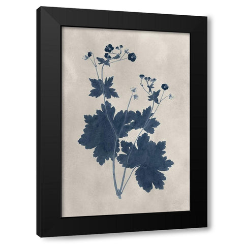 Navy Pressed Flowers VIII Black Modern Wood Framed Art Print with Double Matting by Vision Studio