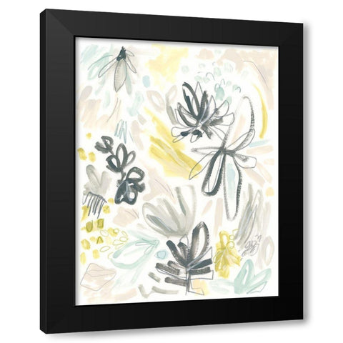 Brush Bloom Jumble II Black Modern Wood Framed Art Print by Vess, June Erica