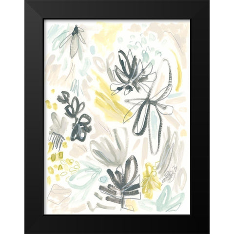 Brush Bloom Jumble II Black Modern Wood Framed Art Print by Vess, June Erica