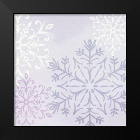 Pastel Snowflakes I Black Modern Wood Framed Art Print by Barnes, Victoria