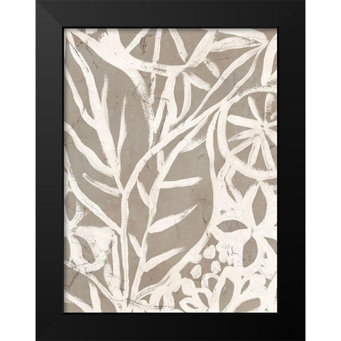 Mudcloth Foliage I Black Modern Wood Framed Art Print by Vess, June Erica