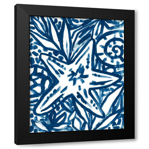 Brushy Beach Batik III Black Modern Wood Framed Art Print by Vess, June Erica