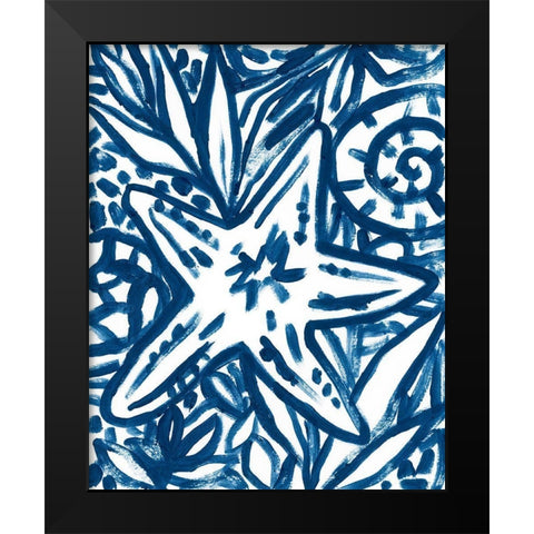 Brushy Beach Batik III Black Modern Wood Framed Art Print by Vess, June Erica