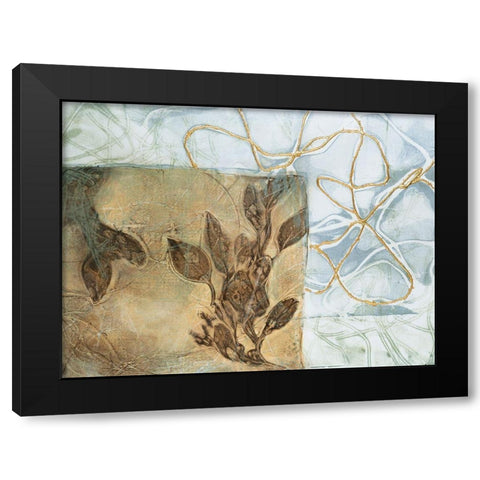 Embellished Leaf Inclusion V Black Modern Wood Framed Art Print with Double Matting by Goldberger, Jennifer