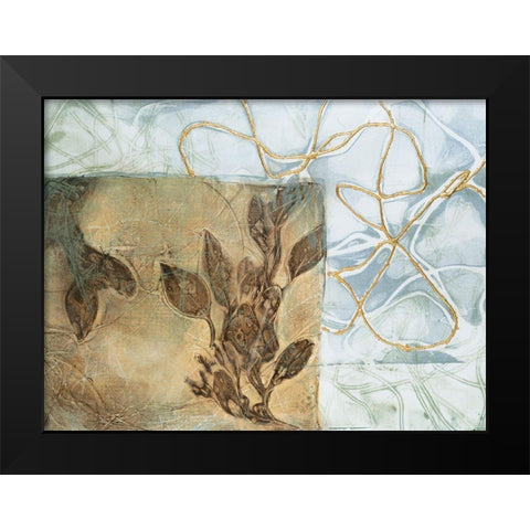 Embellished Leaf Inclusion V Black Modern Wood Framed Art Print by Goldberger, Jennifer