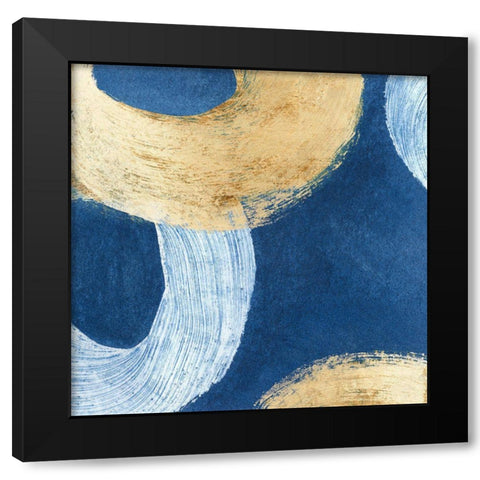 Blue And Gold Revolution I Black Modern Wood Framed Art Print by Meagher, Megan