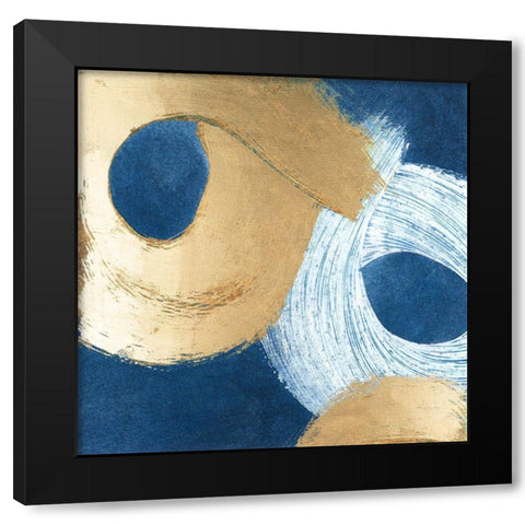 Blue And Gold Revolution II Black Modern Wood Framed Art Print with Double Matting by Meagher, Megan
