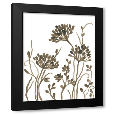 Sepia Petal Silhouettes II Black Modern Wood Framed Art Print by Vess, June Erica