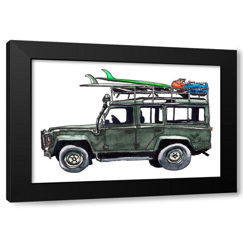 Surf Jeep Black Modern Wood Framed Art Print by McCreery, Paul