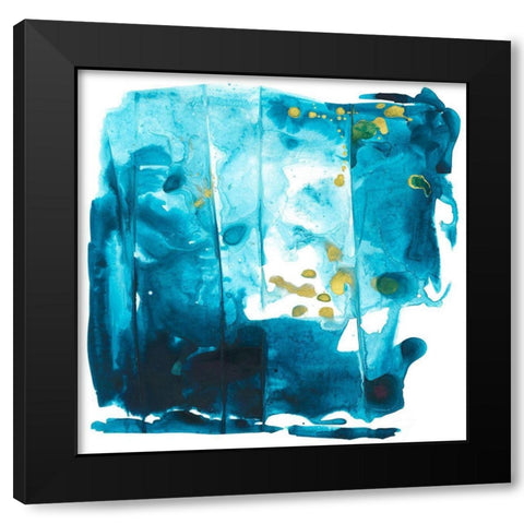 Turquoise Tidbits Black Modern Wood Framed Art Print with Double Matting by Combs, Joyce