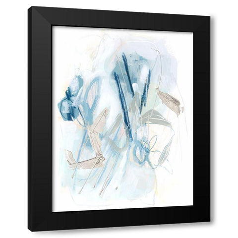 Blue Scribe II Black Modern Wood Framed Art Print with Double Matting by Vess, June Erica
