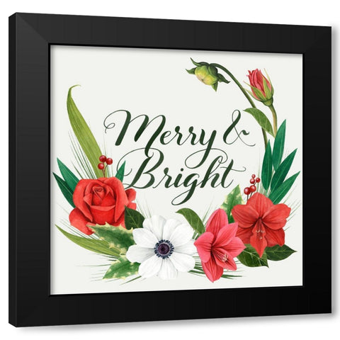 Christmas Flora Wreath II Black Modern Wood Framed Art Print with Double Matting by Popp, Grace