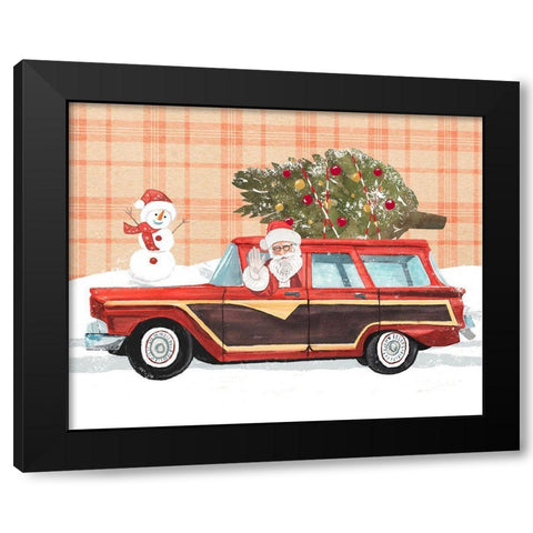 Santa on Wheels I Black Modern Wood Framed Art Print with Double Matting by Warren, Annie