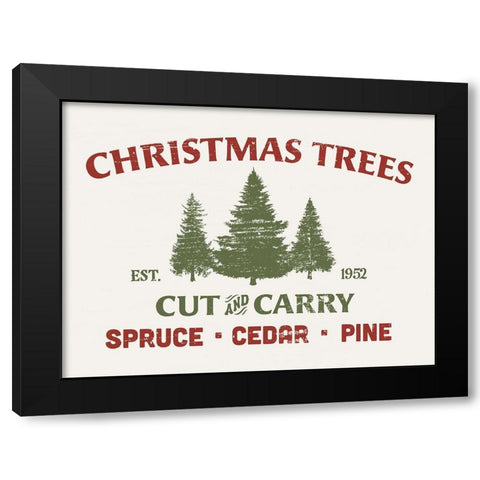 Christmas Farm Sign I Black Modern Wood Framed Art Print with Double Matting by Barnes, Victoria