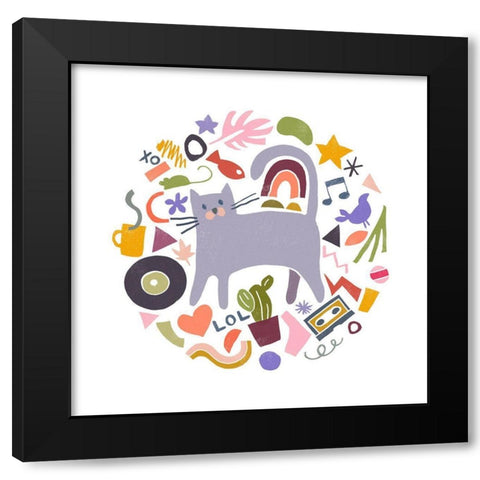 Cool Cats I Black Modern Wood Framed Art Print with Double Matting by Vess, June Erica