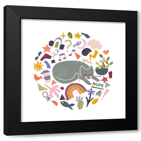 Cool Cats II Black Modern Wood Framed Art Print by Vess, June Erica