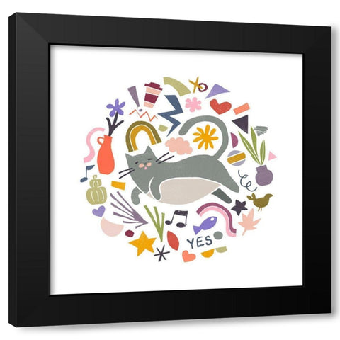 Cool Cats III Black Modern Wood Framed Art Print with Double Matting by Vess, June Erica