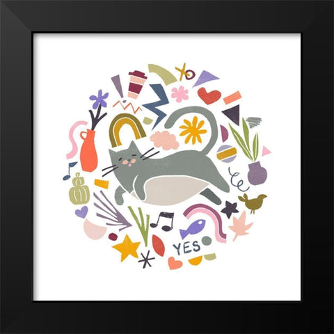 Cool Cats III Black Modern Wood Framed Art Print by Vess, June Erica