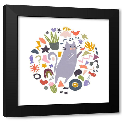 Cool Cats IV Black Modern Wood Framed Art Print by Vess, June Erica