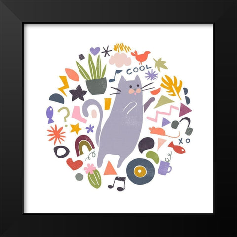 Cool Cats IV Black Modern Wood Framed Art Print by Vess, June Erica