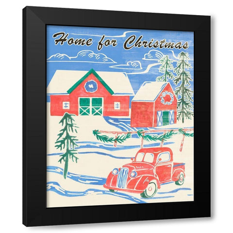 Home for Christmas I Black Modern Wood Framed Art Print with Double Matting by Wang, Melissa