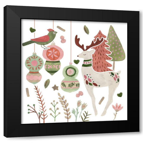 Reindeer Wishes III Black Modern Wood Framed Art Print with Double Matting by Wang, Melissa