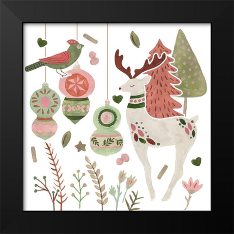Reindeer Wishes III Black Modern Wood Framed Art Print by Wang, Melissa