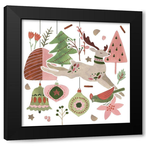 Reindeer Wishes IV Black Modern Wood Framed Art Print with Double Matting by Wang, Melissa